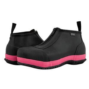 Bogs Mens Overshoe Zip Work Shoes US 10 EU 43 Black Pink Composite Toe WP EUC